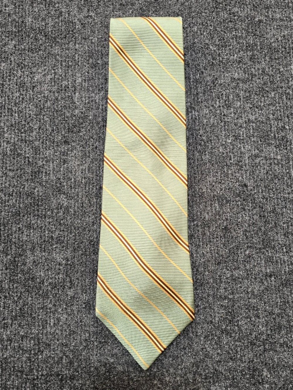 Vintage Brooks Brothers Makers Silk Tie Green Striped Hand Made in England